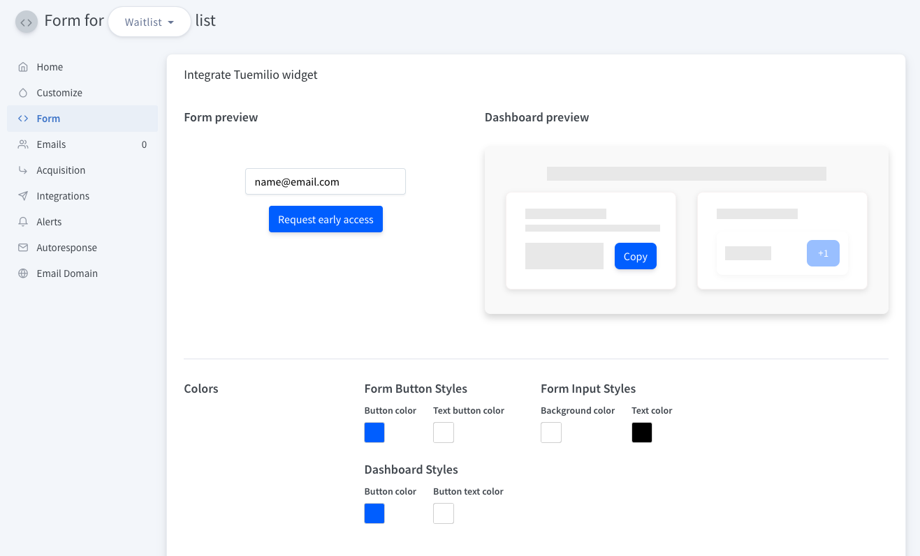 Customize Form and Dashboard colors